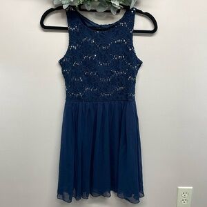 NWT Speechless Navy Cocktail Dress Lace Sequin Cutout Back Detail Chiffon 3